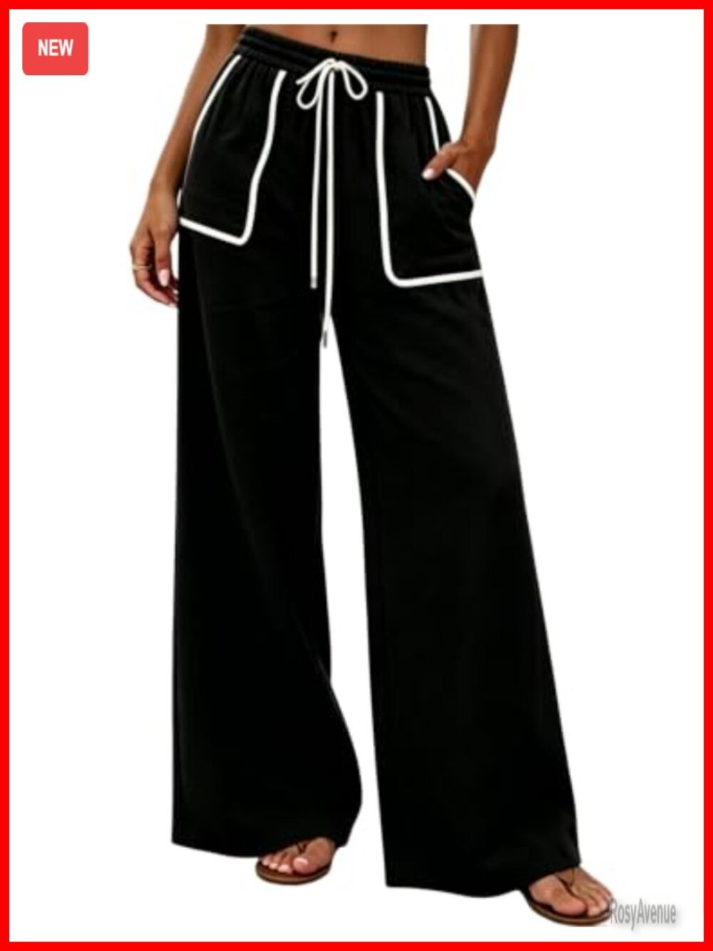 Wide Leg Cotton Linen Palazzo Pants High Waisted Drawstring Summer Beach